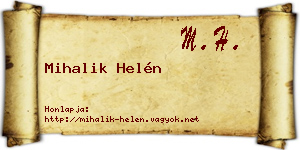 Mihalik Helén névjegykártya